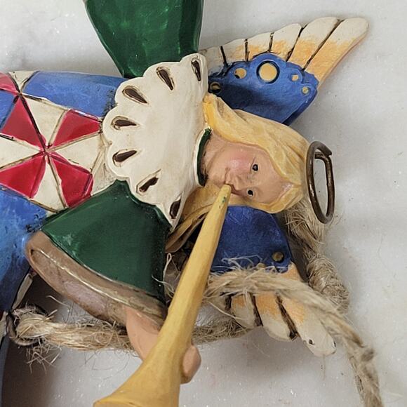 Jim Shore Heartwood Creek Angels 2002 Pair Mini 4" Folk Art Patchwork Figurines - Picture 10 of 12